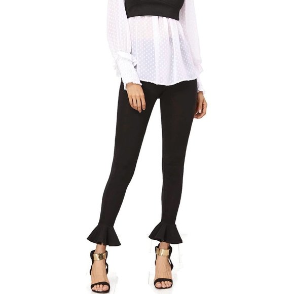 SHEIN Pants - Ruffle Hem Leggings Black